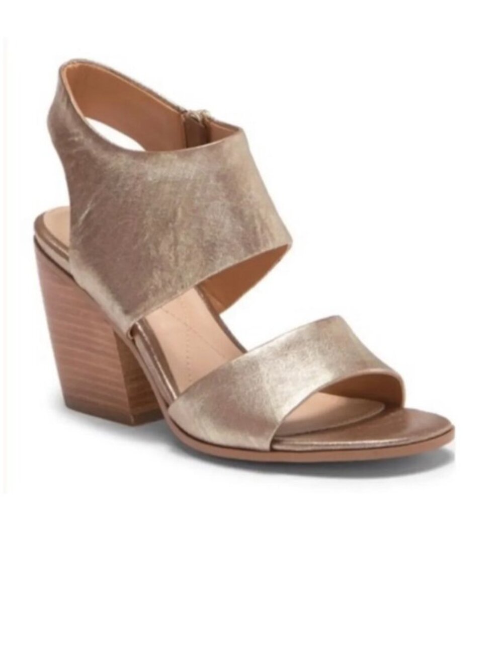 Isola Ravenna Metallic Gold Leather Block Heel Sandals Size 9.5